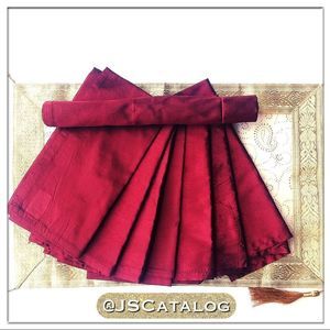 Set of 8 Wine Red Satin Table Serviettes/Napkins